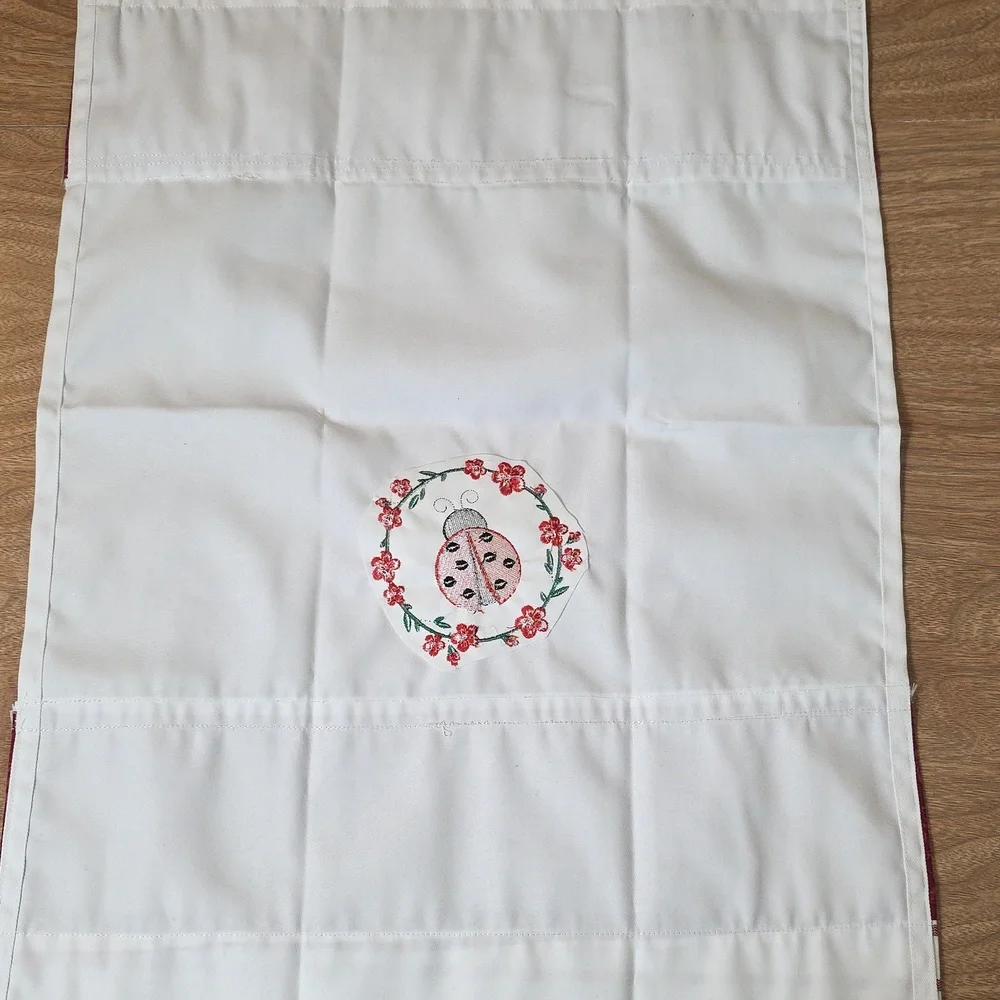 Handcrafted Embroidered Ladybug Gingham Hand Towels Set Of 2 18